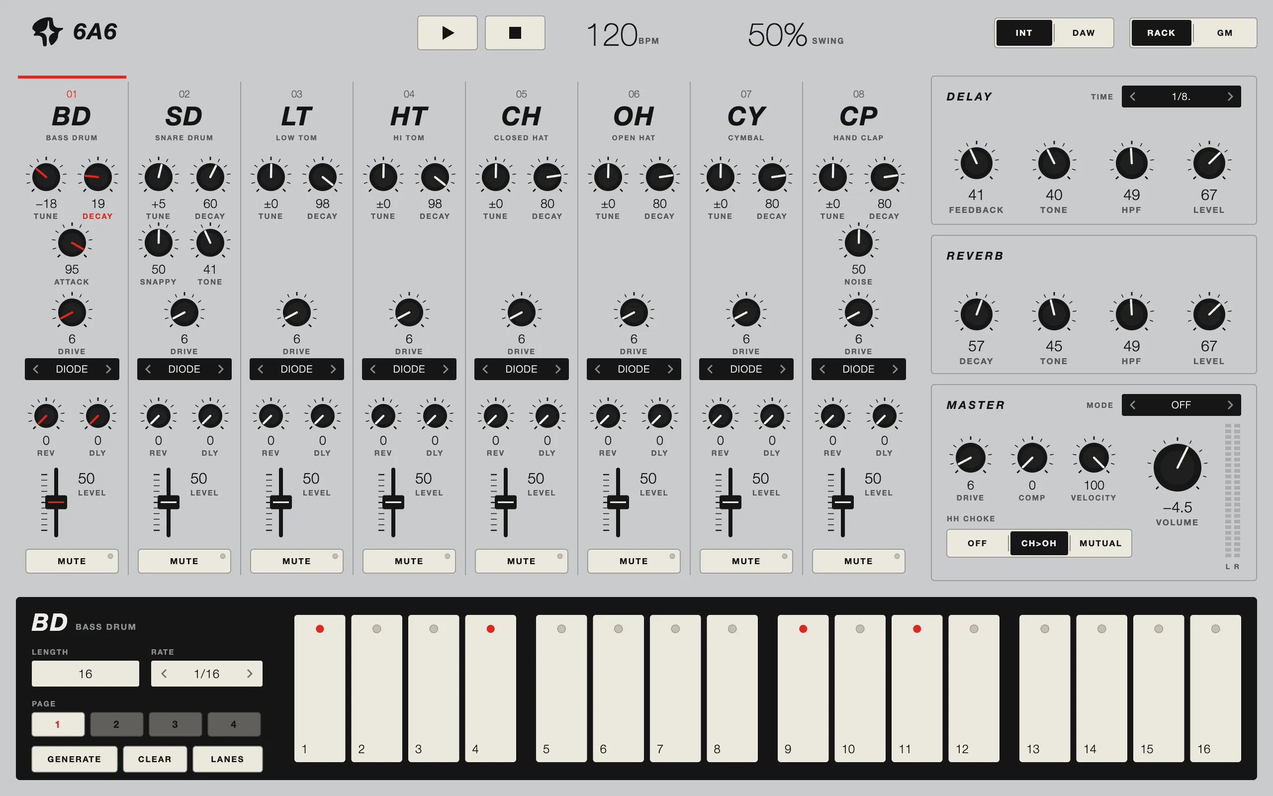 6A6, Drumatix skin, light theme