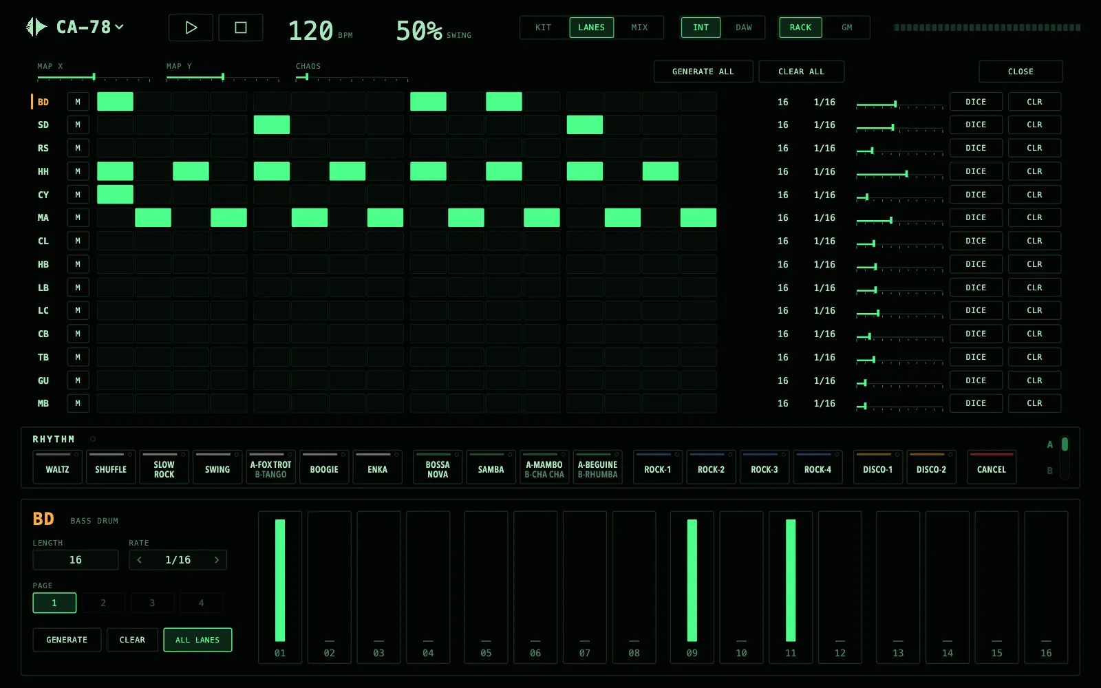 CA-78, Phosphor skin, dark theme