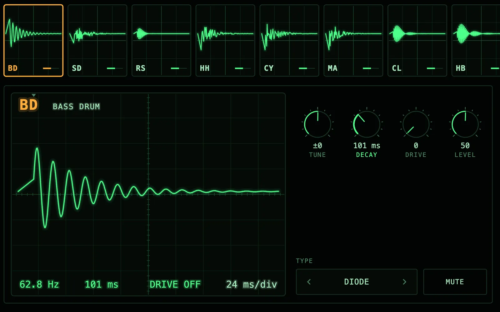 CA-78, Phosphor skin, dark theme