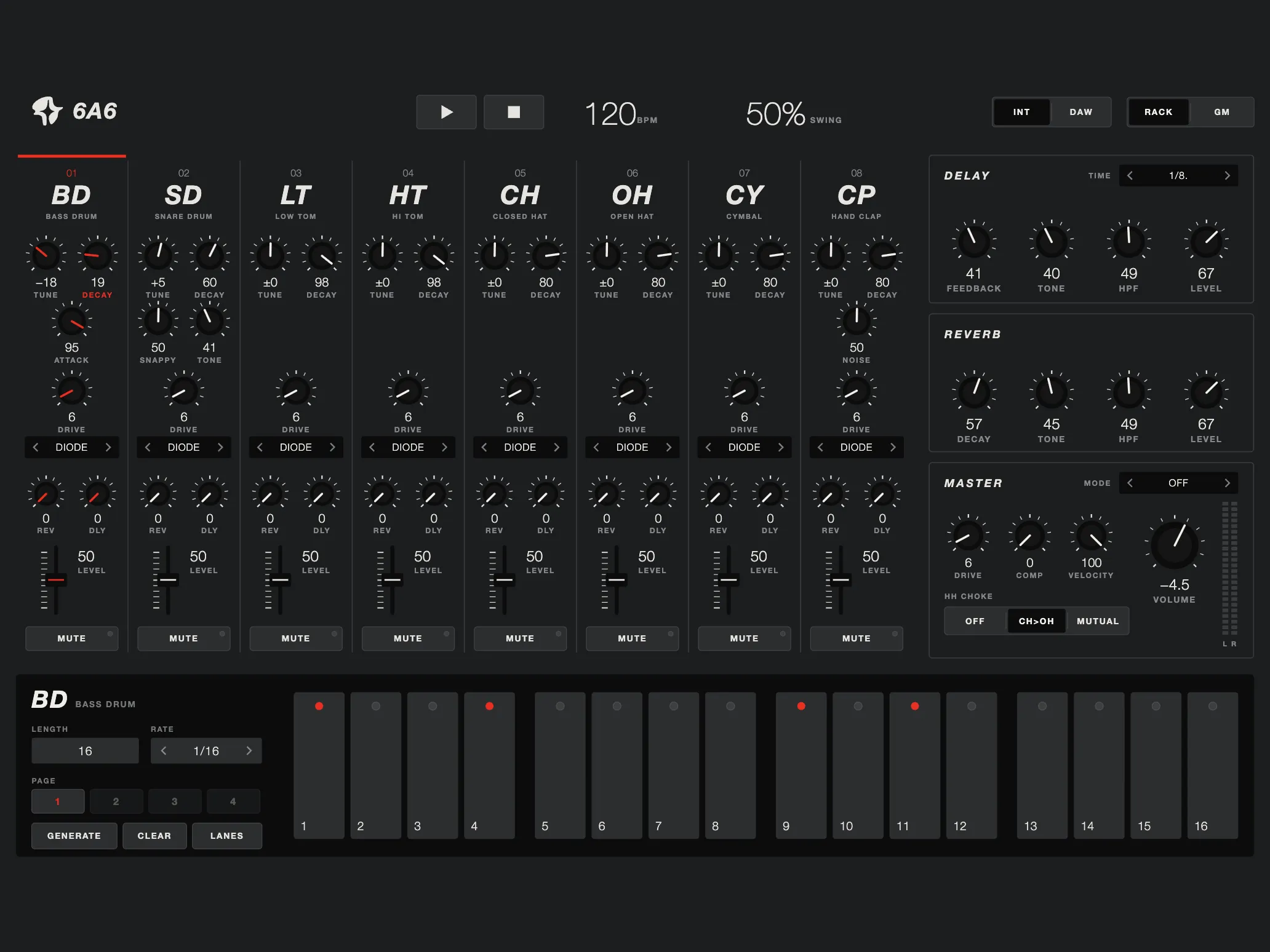 6A6, Drumatix skin, dark theme
