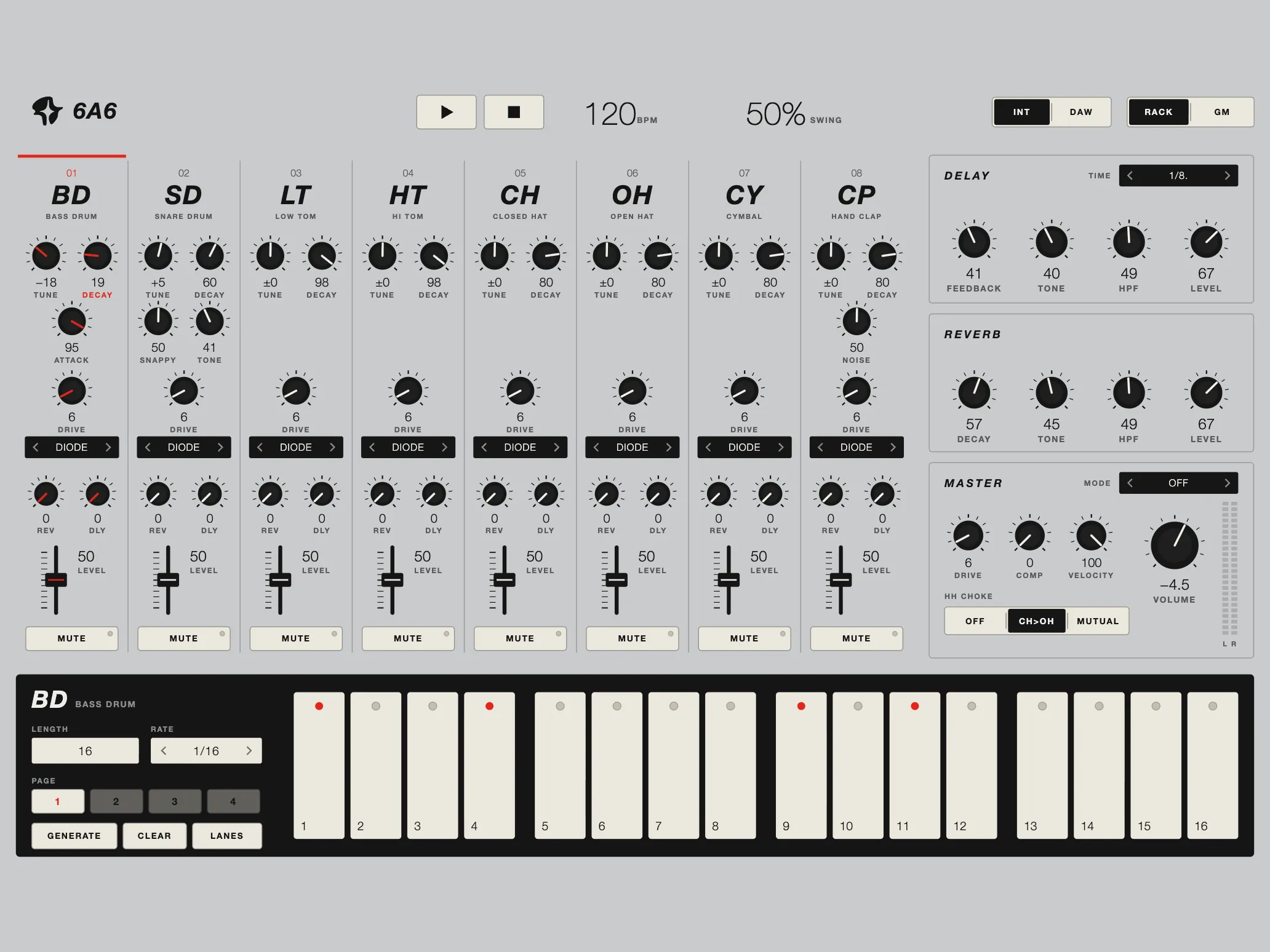 6A6, Drumatix skin, light theme