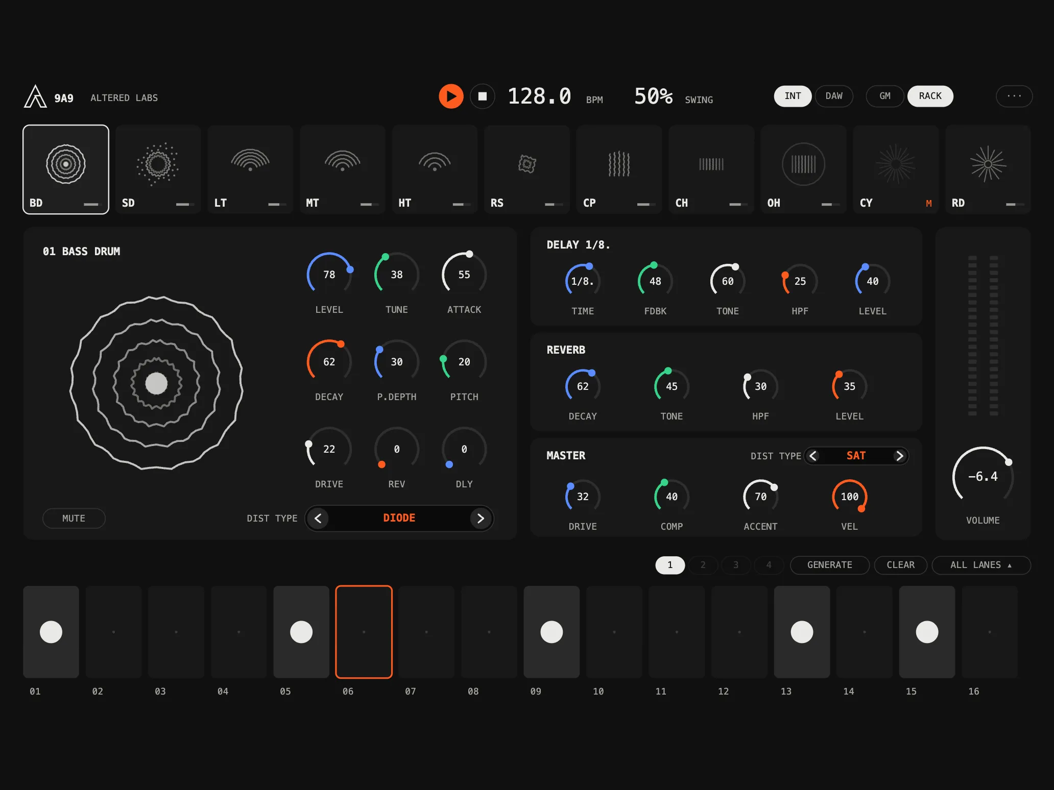 9A9, Glyph skin, dark theme