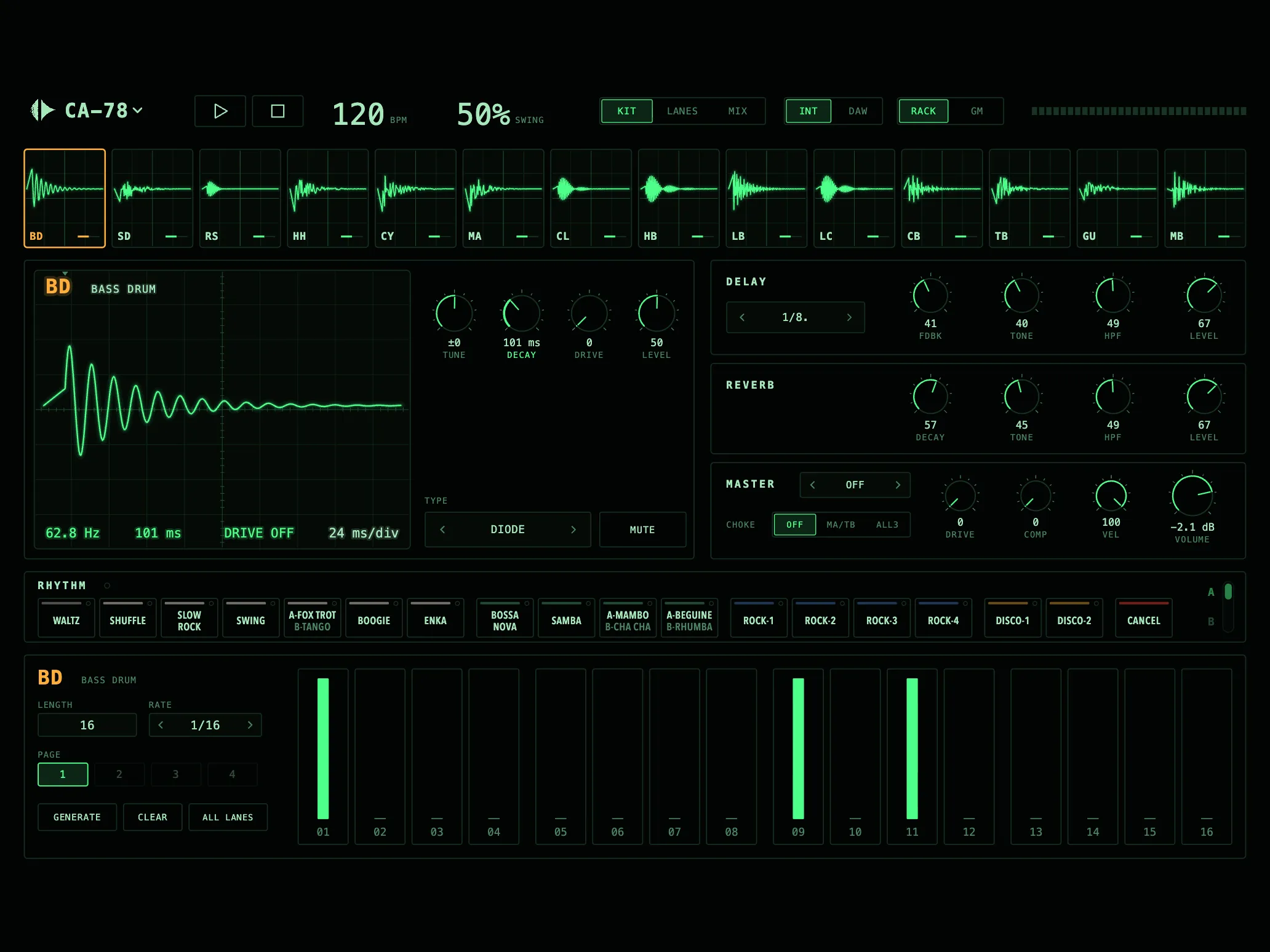 CA-78, Phosphor skin, dark theme