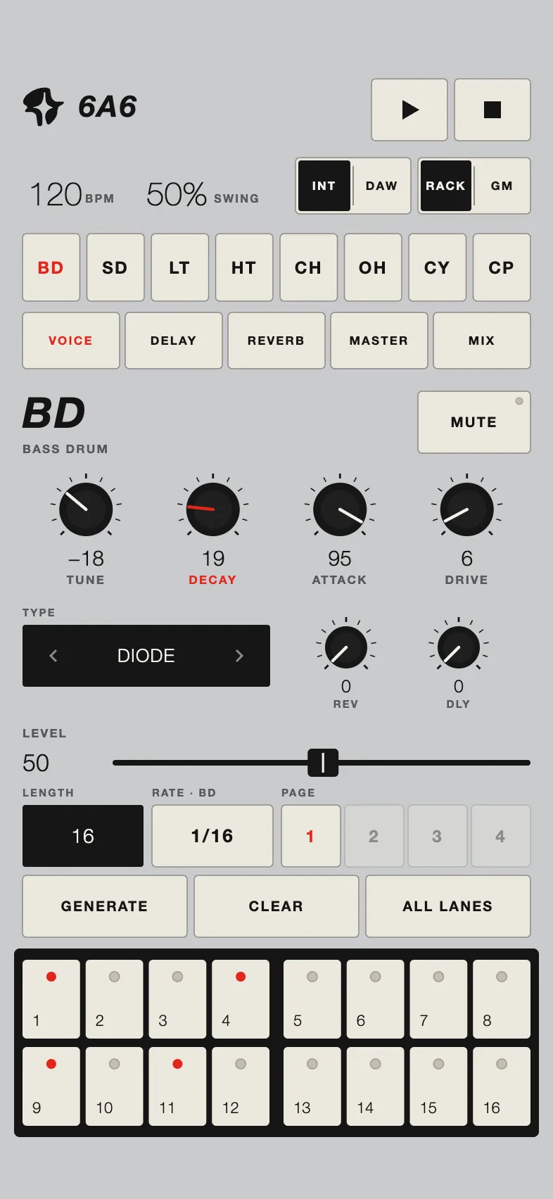 6A6, Drumatix skin, light theme