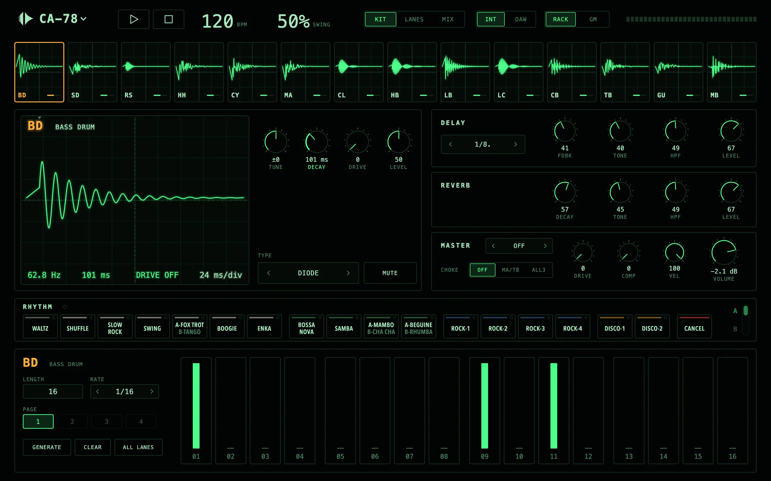 CA-78, Phosphor skin, dark theme